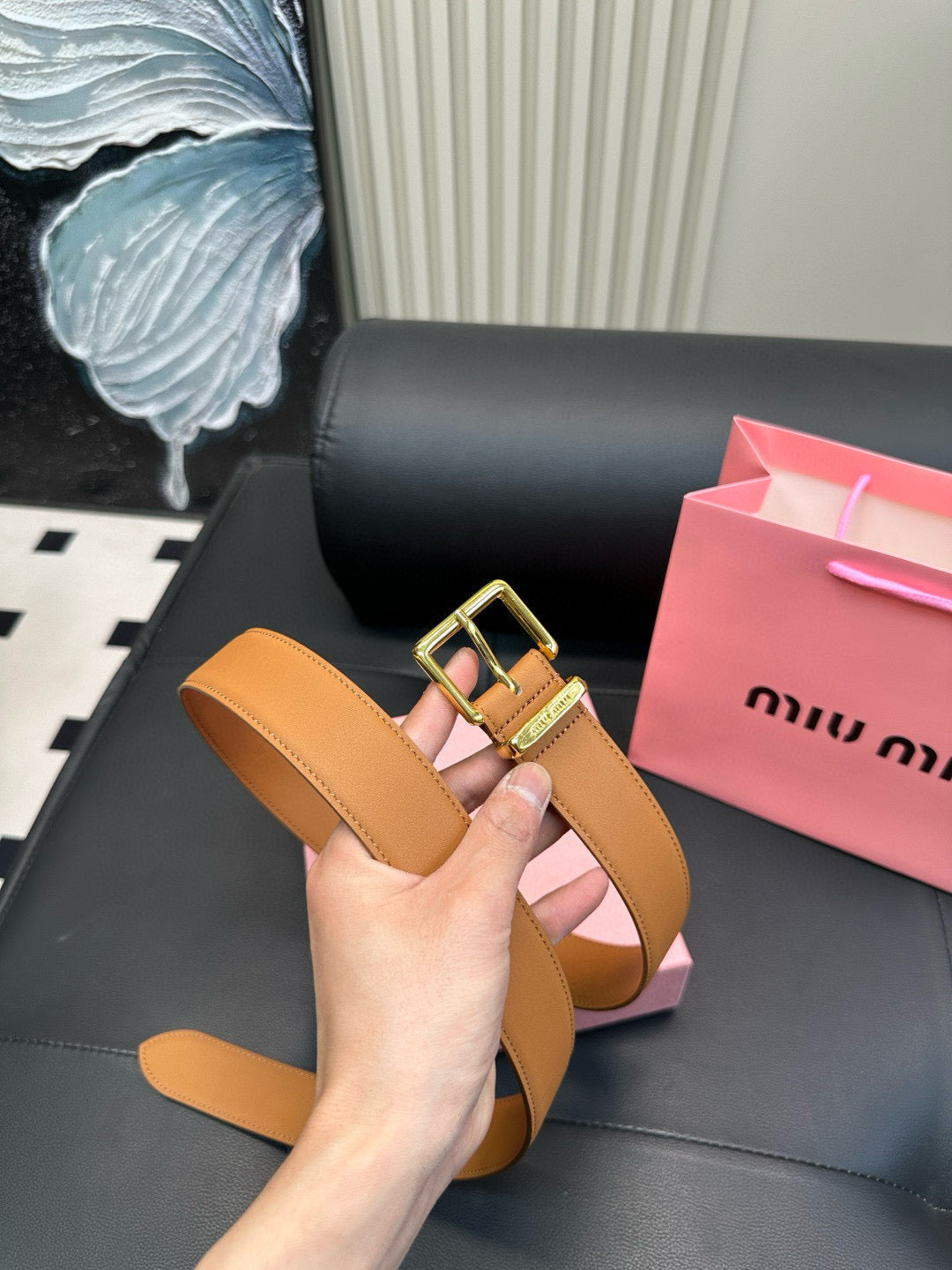 miumiu New leather belt made of genuine cowhide