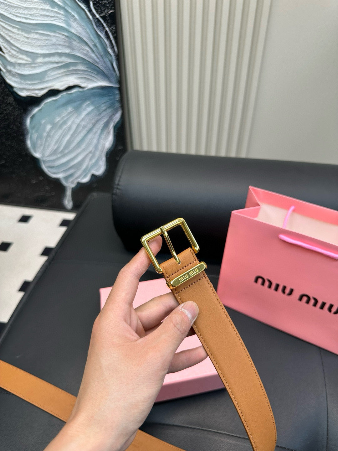 miumiu New leather belt made of genuine cowhide
