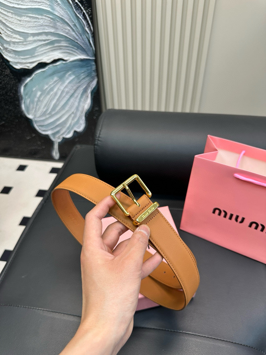 miumiu New leather belt made of genuine cowhide