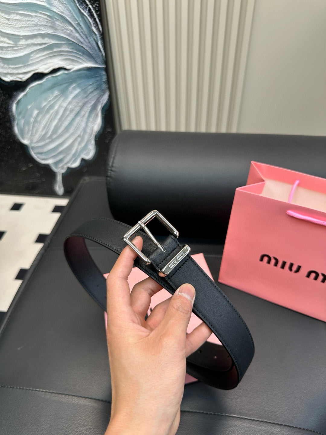 miumiu New leather belt made of genuine cowhide