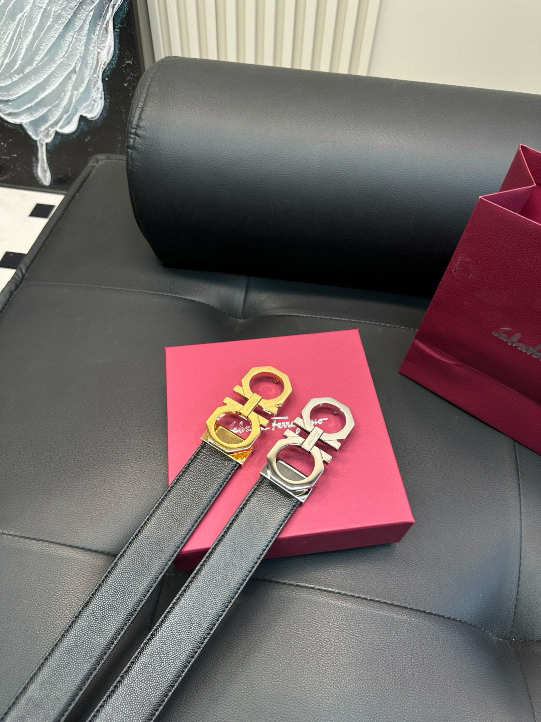 Ferragamo 8-sided polished steel buckle